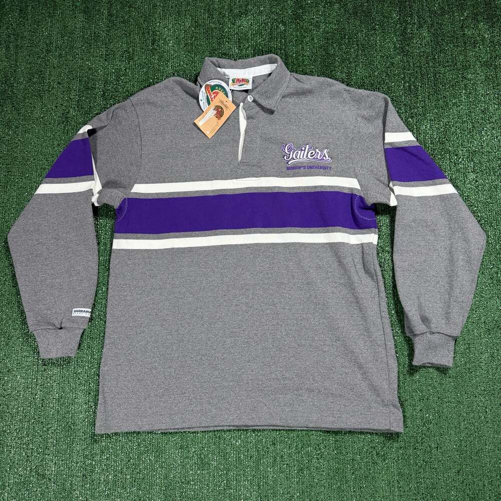 Barbarian Gaiters Bishop's University Long Sleeve Rugby Polo Shirt Grey XL